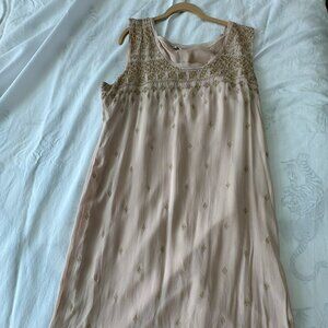 Sundance Pink Gold Embroidered Sleeveless Dress | XL